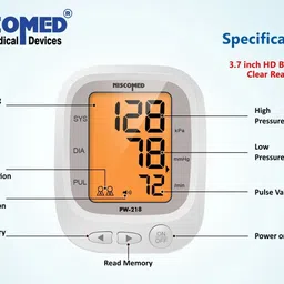 NISCOMED PW-218 Fully Automatic Portable Digital Talking Bp Monitoring Machine With Child Fully Automatic Digital Blood pressure Monitor Bp Monitor image 2