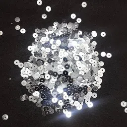 hunny - bunch 4mm Silver Sequins Sitara for Sewing, Embroidery, Applique (Pack of 50 Grams) image 1