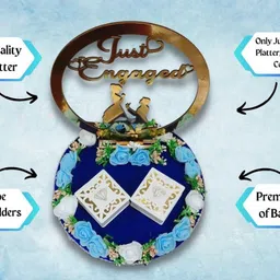 unique palette Blue Engagement Tray | Wedding Decor | 2 Ring Boxes | Just Engaged Design Wood Decorative Platter image 5