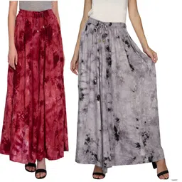 tnq Pack of 2 Women Flared Maroon Viscose Rayon Trousers-picture-24