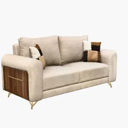 furnisto Contemporary Upholstered Three Seater Sofa in Beige Colour image 3