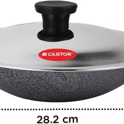 castor CT205 Appachatty, 350 ml Premium Non-Stick Aluminium, 200mm (Appam Pan) Appachatty with Lid 350 L capacity 20 cm diameter image 4