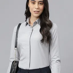 english navy Women Regular Fit Solid Spread Collar Casual Shirt image 1