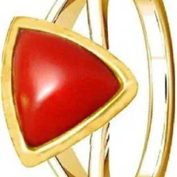 surjal Natural Gemstone Coral Ring For Men & Women Copper Coral Gold Plated Ring-picture-21