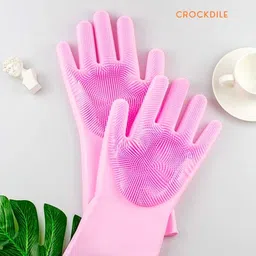 vidhisha electronic Silicone Dishwashing Gloves for Kitchen Cleaning Wet and Dry Glove-picture-13