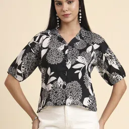 dressberry Women Regular Fit Printed Lapel Collar Casual Shirt-picture-22