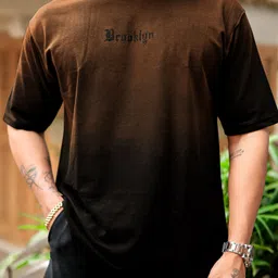 maniac Men Printed Round Neck Cotton Blend Brown T-Shirt image 5