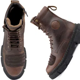 bacca bucci SINISTER Oil Pull-Up leather combat boots for Men With chunky rubber lug sole Boots For Men image 4