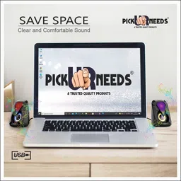 Make Ur Wish Multimedia Sound Bass Speakers with Colourful LED Modes System for PC Laptop 3 W Laptop/Desktop Speaker image 3