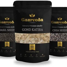 Gaurveda Gond Katira , Chia Seeds , Basil Seeds - Combo of 3 - 100 Grams Each Seed-picture-16