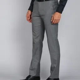 raymond Men Slim Fit Grey Polyester Trousers image 3