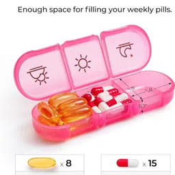 lishonn 07 Weekly Medicine Organizer Box 03 Times a Day, Tablets Case Travel Pill Box Pill Box image 3