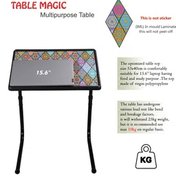 table magic Multipurpose Regular Mandala Black Metal Portable Laptop Table image 4