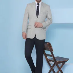 favoroski Men Solid Single Breasted Formal Blazer image 5