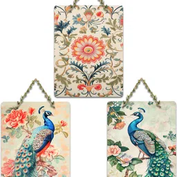 artvibes Artistic Peacock & Vibrant Flowers Wall Hanging For Home (WH_96185N) Pack of 3-picture-40