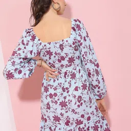 tokyo talkies Women Skater Light Blue, Purple Above Knee/Mid Thigh Length Dress image 2