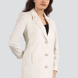 young club classic SEUDE PRINT Self Design Coat For Women-picture-24