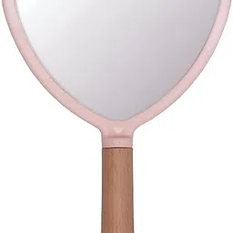 BANIRA Wood Hand Mirror Heart Shaped Handle Makeup Mirror, Small Cute Wooden Shaving Mirror with Single Side Hanging Hole, Travel Portable for Men Women (Heart) RANDOMCOLOR image 1