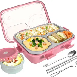vidruth Kids Bento Portable Lunch Box 3-Compartment Insulated Tiffin 3 Containers Lunch Box-picture-25