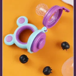 tinny tots Baby Silicone Fruit Vegetable Nibbler Teether & Baby Medicine Dropper Spoon Set Teether and Feeder image 3