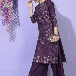 vishudh Women Cotton Blend Kurti Palazzo Set image 3