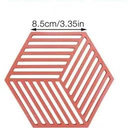 tomatus 3 Pcs Silicone Trivet Mat Heat Resistant Placement for Kitchen.(Red,Line) Polyvinyl Chloride Trivet image 4