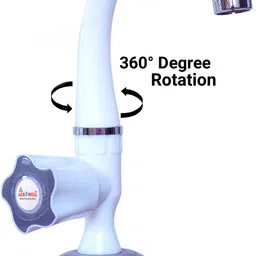 aerowell Pvc Swan Neck Tap (With Foam Flow) For Kitchen/Bathroom Wash Basins Flower Grey Pillar Tap Faucet image 2