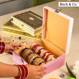 birch & co. Premium Wooden Bangle Organizer - Elegant Bangle Storage Box for Women & Bridal Bangles Holder | Chudi Box | Jewellery Box Vanity Box image 3