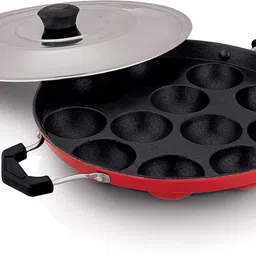 laxmi steel kitchens Non-Stick Appam Patra with Lid 12 Cavities Paniarakkal with Lid 1 L capacity 20 cm diameter-picture-12