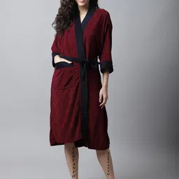 elevanto MAROON-NAVY Free Size Bath Robe-picture-28