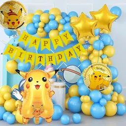 khushdin 69pcs Pikachu Theme Birthday Decoration Kit with Balloons & Banner Set image 1