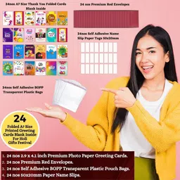 aanyacentric 2.9x4.1inch Holi A7 Mini Gift Tag Folded Blank Inside with Envelope Greeting Card image 4