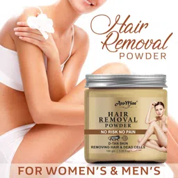 aromine Hair Removal Powder Three in one Use For Powder D-Tan Skin, Removing Hair & Remove Dead cell For easy Remove Hair Parts No Rics No Pain -100GM-Packof-3-Jar- Cream image 2