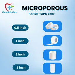 complete care Microporous Surgical Paper Tape, Breathable & Skin-Friendly, 3" 5 mtr (4 Rolls) First Aid Tape image 5