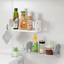 Self Adhesivecute Floating Shelves Wall Shelf for Home, Office & Kitchen X2.264 Plastic Wall Shelf-image-48