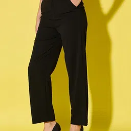 smartvision Women Regular Fit Black Viscose Rayon Trousers-picture-22