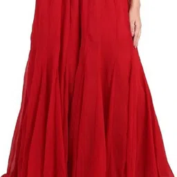 Women Regular Fit Red Georgette Trousers-image-39