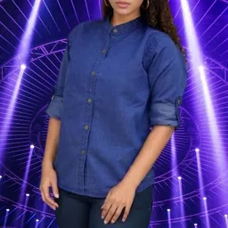 houseofcommon Women Regular Fit Solid Button Down Collar Casual Shirt image 2