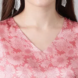 ootd by kotty Casual Balloon Sleeve Printed Women Pink, White Top image 5