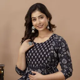 fashion4word Women Printed Pure Cotton Anarkali Kurta image 4