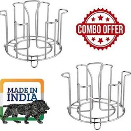 Stright Stainless Steel Glass Stand, Tumbler Holder, Glass Holder for Kitchen, Dining Table Glass Stand (PACK OF 2) Stainless Steel Glass Holder-image-98