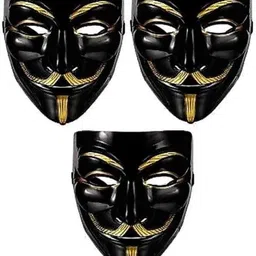 yubirth v for vendetta solid stylish party mask combo black pack of 3 Decorative Mask-picture-14