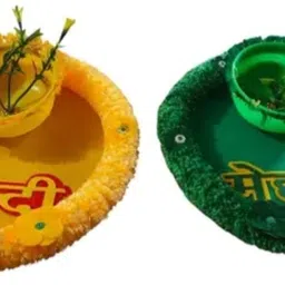 ravienterprises COMBO_HINDI_HALDI_MEHENDI Wood Decorative Platter-picture-36