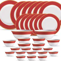 laopala Pack of 33 Opalware Sovrana Regent Red Dinner Set-picture-10