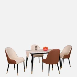 durian Octavia Marble Top 4 Seater Dining Set In White Colour image 4