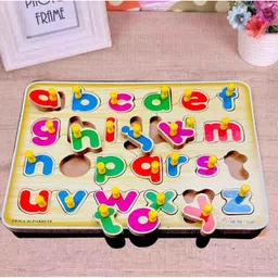 shalafi Small Alphabet Puzzle Board for Kids,Educational Learning Teaching Toy+3in1 Book image 3