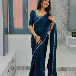 kakadiya creation Embellished Bollywood Chiffon Saree image 1