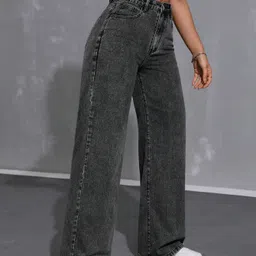 glossia Women Relaxed Fit High Rise Black Jeans image 4