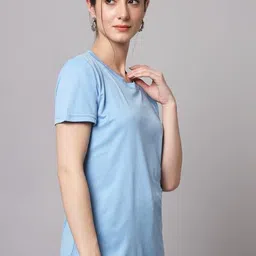 rmlkn Pack of 4 Women Solid Round Neck Polyester Multicolor T-Shirt image 3