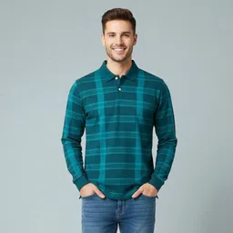Men Printed Polo Neck Polycotton Green T-Shirt-image-85